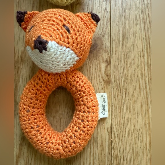 ✨ lot of 6 cheengoo knit animal rattle baby elephant, fox, bear, turtle, octopus - Picture 4 of 11